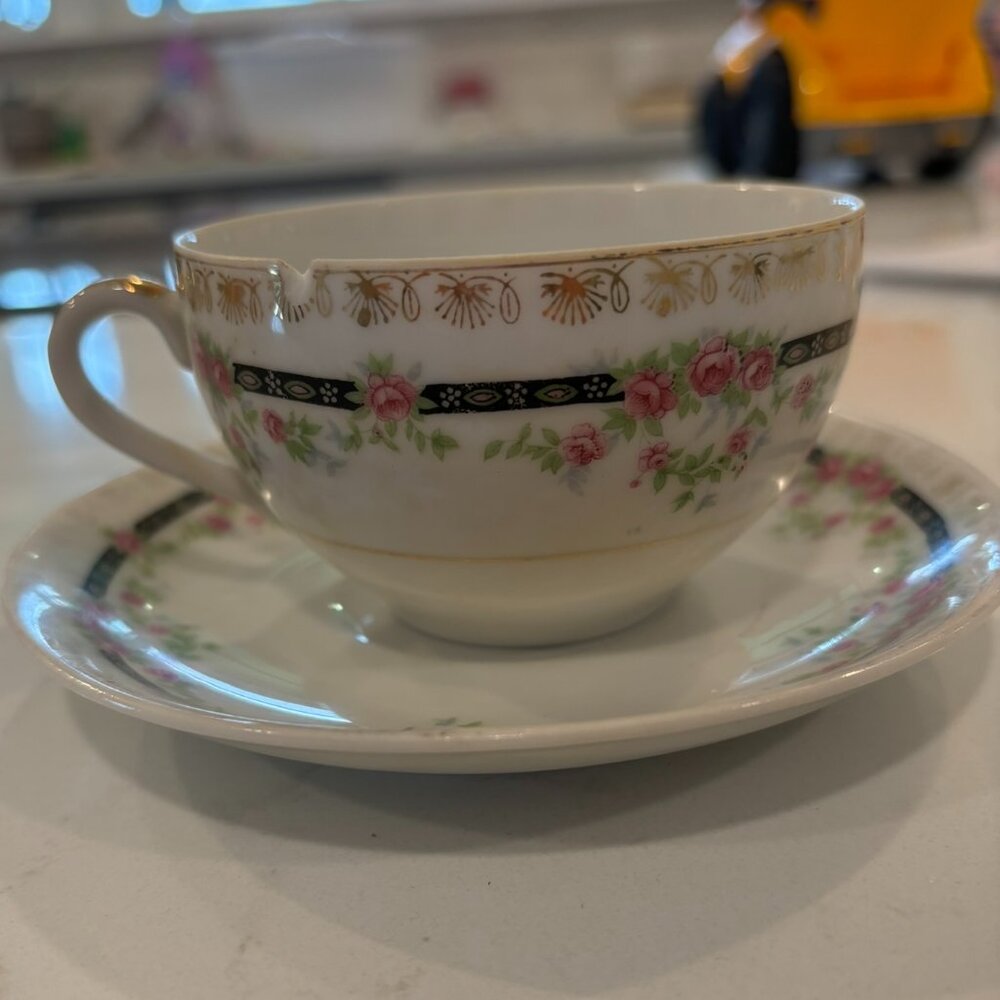 Antique Bone China Cup & Saucer - Made in Japan